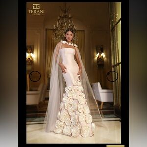 Terani Couture Blush and Ivory Gown Perfect for Prom, Wedding, Pageant
